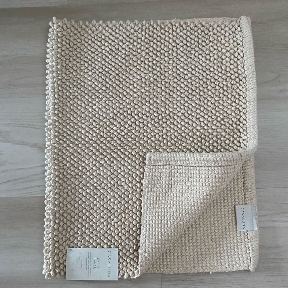 Casaluna Textured Cream Bath Mat 21x32” Rug - Picture 4 of 7